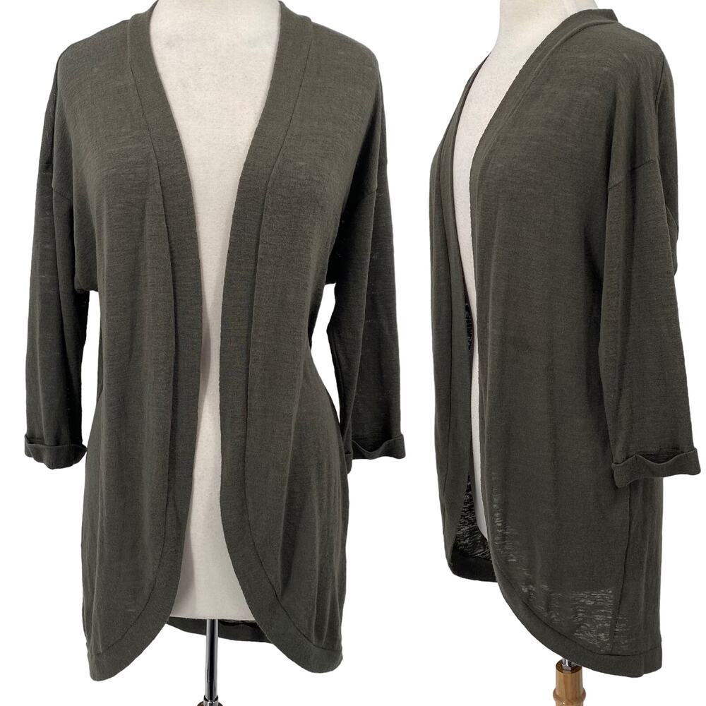 Anthropologie Sundays in Brooklyn Cardigan Draped Open Front Olive Green Small